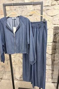 DIFF Blouson & Marlenehose aus leichtem Denim 
