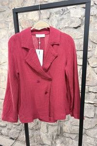 NOEN Blazer ungef&uuml;ttert Leinen crincled rot