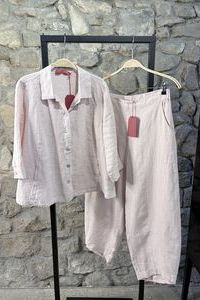 VETONO Jacke &plus; Boulehose in Leinen rose&comma; Hose auch in weiss und oliv